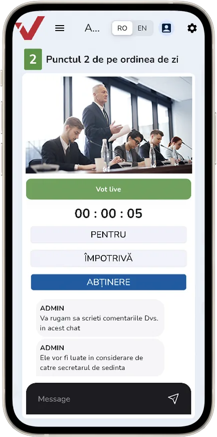Voting.ro live vote screen on a phone